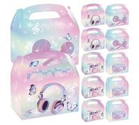 PRETYZOOM Lot de 12 Boîtes à Friandises Mariage en Papier Blanc, Réutilisables et Faciles à Monter, Formes Rétro Tambour, Note de Musique et Radio pour Fêtes et Anniversaires