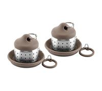 PRETYZOOM Lot de 2 Infuseurs à Thé en Acier Inoxydable avec Plateau Égouttoir Filtre à Thé Réutilisable en Silicone Protège la Chaleur pour Préparer la Maison