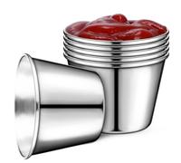 PRETYZOOM Lot de 6 Coupelles Sauce Soja en Acier Inoxydable 304 Argenté Résistant Rouille Dommages, Capacité Modérée, pour Condiments Cuisine
