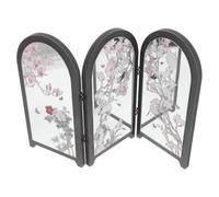 PRETYZOOM Paravent en PVC Mousse et Acrylique à 3 Panneaux Pliant Chinois Design Rétro Élégant, Miroir de Table Portable et Gain de Place pour Studio ou Chambre D'élève