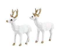 PRETYZOOM Peluche Statue de Cerf Sika 2pcs en Polyéthylène Blanc, Décoration de Bureau et Coussin Canapé pour Chambre D'garçon et Filles