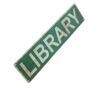 PRETYZOOM Plaque Bibliothèque Vintage en Étain Vert Étanche Installation Facile pour Décoration Murale Intérieure et Extérieure, pour Salle de Lecture ou Bureau