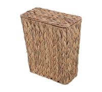 PRETYZOOM Poubelle Ronde en Herbe Tressée Marron Bordure Anti-rayures et Mince, pour Salon et Salle de Bain Style Rustique et Campagne