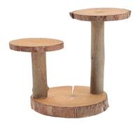 PRETYZOOM Présentoir à cupcake en bois à 3 étages en écorce d'arbre pour fromage, viande, rustique, rond, support de plantes, support de gâteau, bougeoir, plaque de Noël, mariage, pièce maîtresse