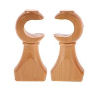 PRETYZOOM Supports Muraux Crochets Décoratifs Élégants en Bois Beige Lot de 2 Fixation Ajustable pour Tringles à Rideaux pour Fenêtres et Chambres