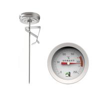 PRETYZOOM Thermomètre en Acier Inoxydable 304 pour Huile de Friture et Sucre, Résistant la Chaleur, Clip à Trou Unique, pour Confitures et Pâtisseries