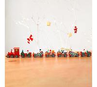 Prevessel Ornement en bois pour Train de Noël Ensemble de décoration de la maison festive pour le Père Noël Jouets, Matériel sûr Parents Enfants Jouant ensemble, Couleurs vives Bois durable pour salon