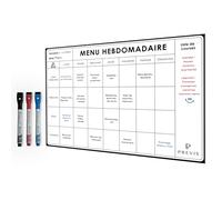 PREVIS Planificateur de Menus A4 (21x29cm) Inclus 3 Marqueurs Magnétiques de Couleur- Menu Semaine Frigo Magnetique - Tableau Magnetique frigo avec Petit Déjeuner, Dîner, Collation - Idéal familles
