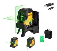PREXISO Niveau Laser Auto-nivelant Rechargeable 30M (Faisceau Vert), Traceur de Ligne Laser avec Batterie 2600mAh, Ligne Laser Croisé avec Base Magnétique Pivotante, Plaque Cible et Sac Portable