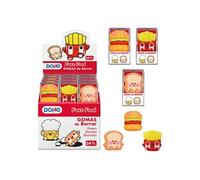 Prï¿½sentoir de 24 Gommes PVC Forme Alimentaire - Soft Touch - Boï¿½te Individuelle Transparente