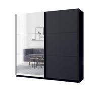 PRICE FACTORY just for you Armoire Collection 200 cm 2 Portes coulissantes avec Miroir - Gris Graphite - Collection ARSALA