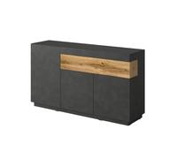 PRICE FACTORY just for you Buffet, bahut, Enfilade KILES Trois Portes et Un tiroir. Coloris Gris Anthracite et chêne. Style Design