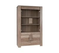 PRICE FACTORY just for you Grande vitrine Farra - 2 Portes vitrées et 2 Portes Bois - Chêne Clair - 120 x 195 x 47 cm