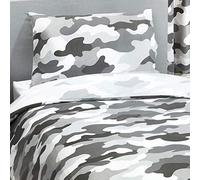 Price Right Home Ensemble Housse de Couette, Drap-Housse et Rideaux Disponibles pour Chambre d'enfant et Adolescent Motif Camouflage Militaire Gris
