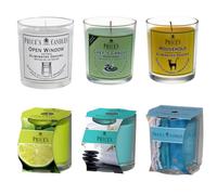 Prices Fresh Air Bougie parfumée en verre avec fenêtre ouverte, chefs, ménage, moments de spa, citron vert et basilic, Summer Escape Plus de 150 temps de combustion, orange, violet