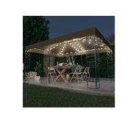 Prieel met dubbel dak en LED-lichtslinger 3x4 m taupe3070313