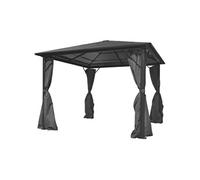 vidaXL Pavillon Belvédère avec rideaux – Aluminium 300 x 300 cm – Protection UV – Anthracite