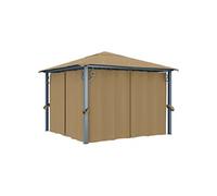 Prieel met gordijn 300x300 cm aluminium taupe313893