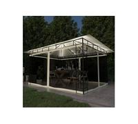 Prieel met klamboe LED-lichtslinger 180 g/mÂ² 4x3x2,73 m crÃme3070315