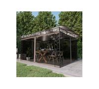 vidaXL Pavillon avec moustiquaire et guirlande lumineuse LED 4x3x2,73 m Taupe