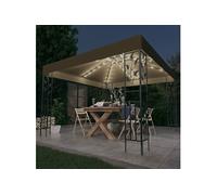 vidaXL Pavillon avec guirlande lumineuse LED 3x3 m Taupe