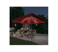 Prieel met LED-lichtslinger 3x3 m wijnrood3070297