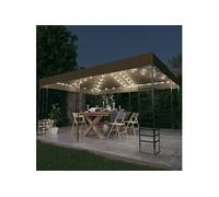Prieel met LED-lichtslinger 3x4 m taupe3070310
