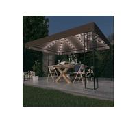Prieel met LED-lichtslinger 4x3 m taupe3070325