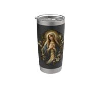 Prière de la Vierge Marie parmi les lys Art de dévotion catholique Gobelet isotherme en acier inoxydable double paroi