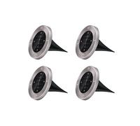 Grundig Lampe Solaire Extérieur Jardin Lot de 4 Lumières LED Solaires avec Piquet - Éclairage Solaire en Acier Inoxydable - Cool White