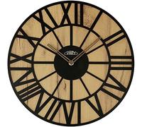 Prim Glamorous Rome Horloge Murale en Bois Clair/Noir, Chiffres Romains 3D, Mouvement à Quartz précis, Silencieux, sans tics, fabriqué en UE, Belle décoration