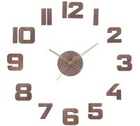 PRIM Veneer Horloge murale DIY en bois, fabriquée en UE, diamètre 600-1000 mm, chiffres 3D, grande taille XXL, cuisine/chambre à coucher (bois foncé)