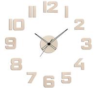 PRIM Veneer Horloge murale DIY en bois, fabriquée en UE, diamètre 600-1000 mm, chiffres 3D, grande taille XXL, cuisine, chambre
