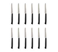 Prima Collection Lot 12 Couteaux de Table Lame Acier Inoxydable Manche en Polypropylène Noir Couteaux d'Office Idéal pour éplucher Fruits