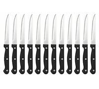Prima Collection Lot de 12 Couteaux à Steak Lame Acier Inoxydable Manche en Polypropylène Noir avec Rivets
