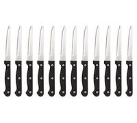 Prima Collection Prima Collection Lot 12 Couteaux à Steak Pointe Ronde Acier Inoxydable Manche en Polypropylène Noir avec Rivets