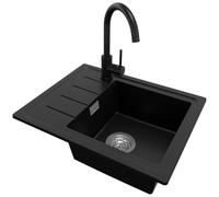PRIMAGRAN Evier Cuisine en Granit au Meuble 45cm + Robinet, 55x44cm