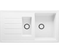 PRIMAGRAN, Evier Cuisine en Granit Blanc 90x50cm, 5 bacs, Kit de Vidage, Accessoires, Évier à Encastrer au Meuble 60cm, Beau Q4922-Y