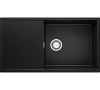 PRIMAGRAN, Evier Cuisine en Granit Noir 90x50cm, Kit de Vidage, Évier à Encastrer au Meuble 60cm - Ibiza, Luxe, Lavabo 1 Bac S9089-Y
