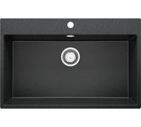 PRIMAGRAN Evier Cuisine en Granit Graphite 78x50cm, Lavabo 1 bac + Kit de Vidage, Évier à Encastrer au Meuble 80cm - Riga S397