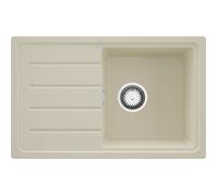 PRIMAGRAN, Evier Cuisine en Granit Beige 70x44cm, Kit de Vidage, Évier à Encastrer au meuble 45cm - Copenhague Easy, Précis Q9197-Q