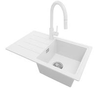 PRIMAGRAN Evier Cuisine en Granit Blanc - Copenhague Easy, 70x44cm