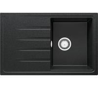 PRIMAGRAN, Evier Cuisine en Granit Graphite 78x50cm, Kit de Vidage, Évier à Encastrer au Meuble 45cm - Milan, Lavabo 1 Bac X2517-S