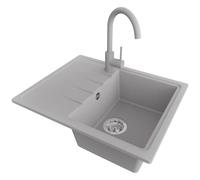 PRIMAGRAN Evier Cuisine en Granit Gris - Milan, 62x50cm