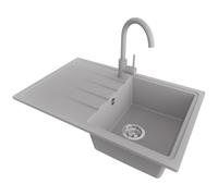 PRIMAGRAN Evier Cuisine en Granit Gris - Milan, 78x50cm