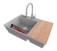 PRIMAGRAN Evier Cuisine en Granit Gris - Paris Chef, 78x53cm