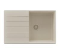 PRIMAGRAN Evier Cuisine en Granit Tout Beige 78x50cm, Lavabo 1 bac + Kit de Vidage, Évier à Encastrer au Meuble 50cm - Copenhague Top S480