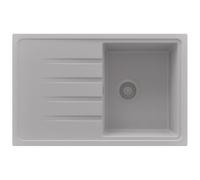 PRIMAGRAN Evier Cuisine en Granit Tout Gris - Milan, 78x50cm