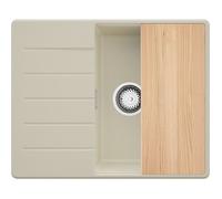 PRIMAGRAN, Evier d'angle en Granit Beige 62x50cm, Accessoire, Évier à Encastrer au Meuble 45cm, Beau, Lavabo Cuisine 1 Bac S2447-Y