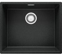 PRIMAGRAN Evier sous Plan au Meuble 60cm + Kit de Vidage, 56x47cm | Set: Kit de Vidage (Siphon, bonde d’évacuation, trop-plein) + Evier en Granit 1 Bac - London, Graphite